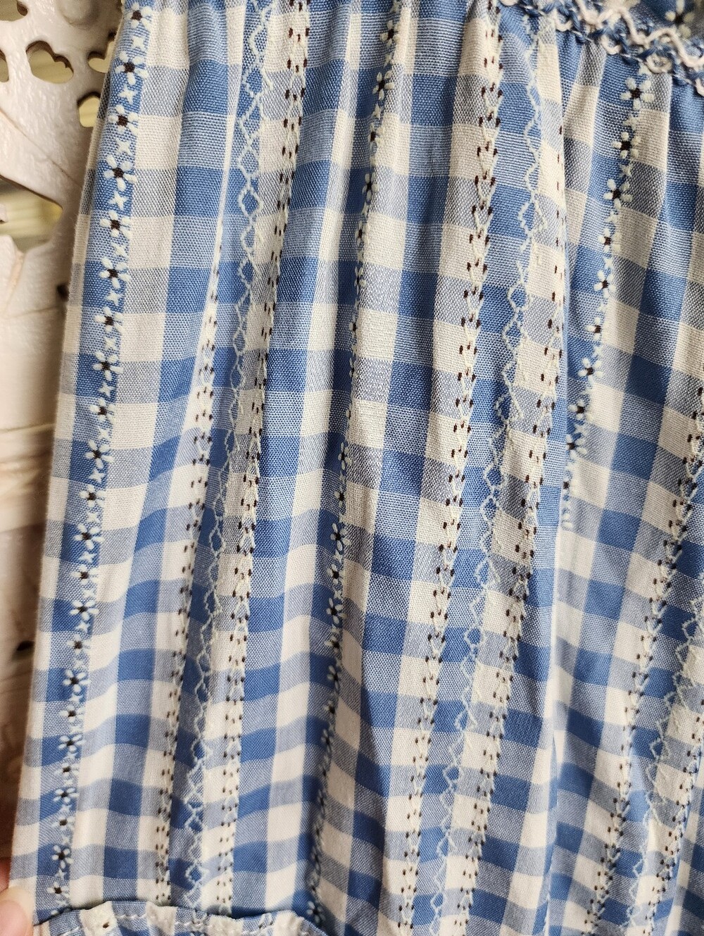 NWT Max Studio Blue White Gingham Tiered Maxi Dress- Size XL - Picture 6 of 9